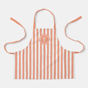 Tablier Coral French Beach Stripe Monogramme personnalisé