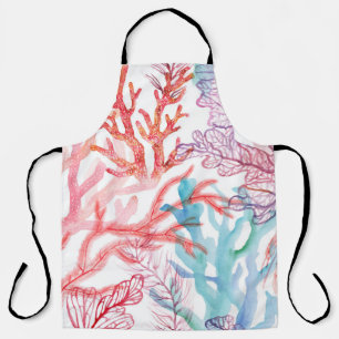 Tablier Coraux aquarelles : motif du monde sous-marin.