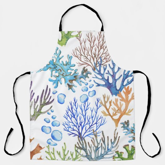 Tablier Coraux dessinés à la main : motif sous-marin. (Recto)