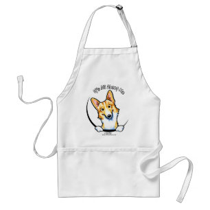 Tablier Corgi blanc de faon son tout environ je