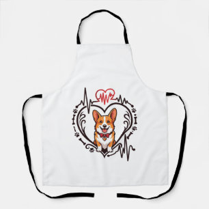 Tablier Corgi Chien Coeur Battement de coeur Ekg Nœud papi