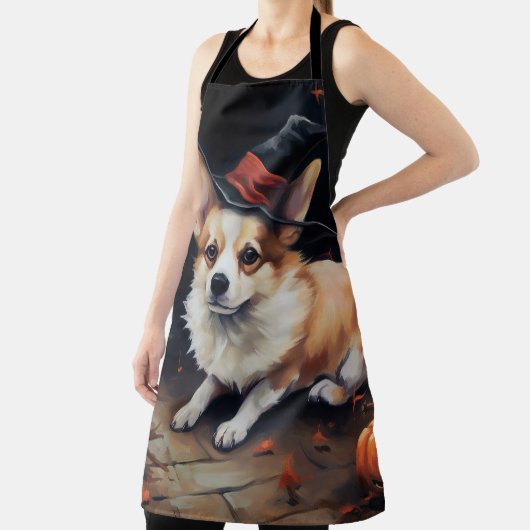 Tablier Corgi Citrouilles Halloween Épouvantable (Insitu)