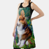 Tablier Corgi dans le jardin (Insitu)