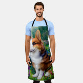 Tablier Corgi dans le jardin (Porté)