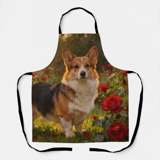 Tablier Corgi dans les Roses IV (Recto)