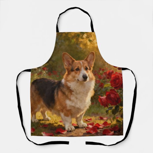 Tablier Corgi dans les Roses V (Recto)