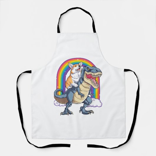 Tablier Corgi équitation Dinosaur T rex Chemise Funny Rain (Recto)