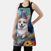 Tablier Corgi Halloween avec citrouilles effrayant (Insitu)