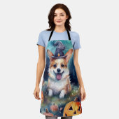 Tablier Corgi Halloween avec citrouilles effrayant (Porté)