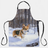 Tablier Corgi laisse neiger Noël (Recto)