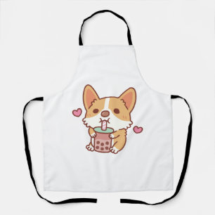 Tablier Corgi mignonne Aime Boire Thé Bubble