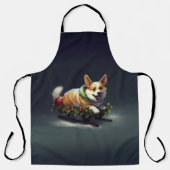 Tablier Corgi neige de Noël hiver (Recto)