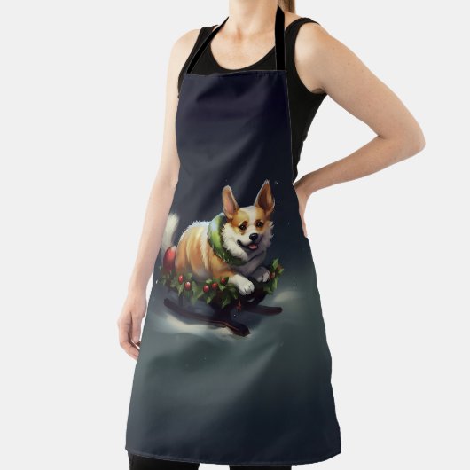 Tablier Corgi Noël neige hiver (Insitu)