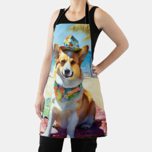 Tablier Corgi on Beach, cadeau d'été pour les amoureux de