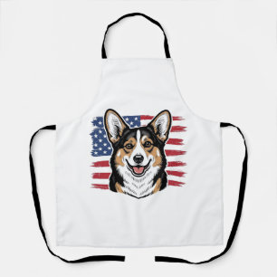 Tablier Corgi patriotique drapeau américain vecteur vintag