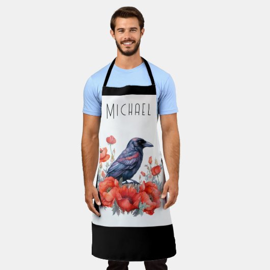 Tablier Corneilles Corneille Apron à fleurs d'Oiseau (Porté)
