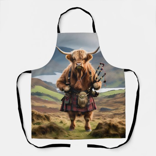 Tablier Cornemuseuse de vache des Highlands écossais, (Recto)