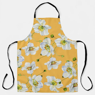Tablier Cosmos, aquarelle, transparent, motif floral.