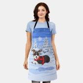 Tablier Costume de renne de Noël Corgi noir mignon (Porté)