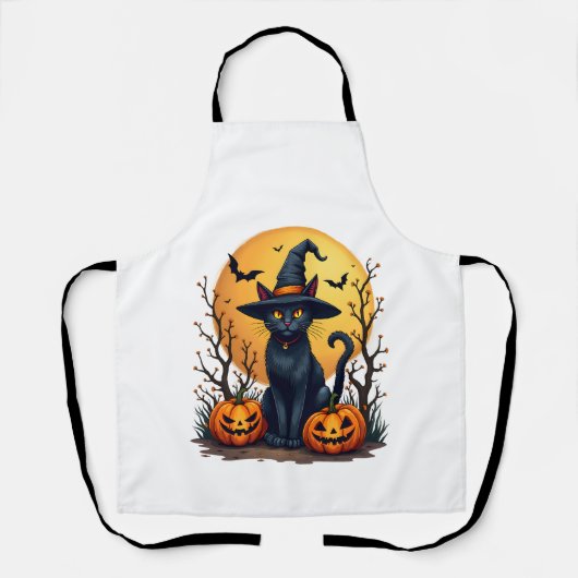 Tablier Costume Halloween rétro effrayant Chat noir Apoth (Recto)