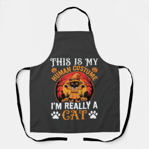 Tablier Costume Humain Chat Halloween Graphique Vintage