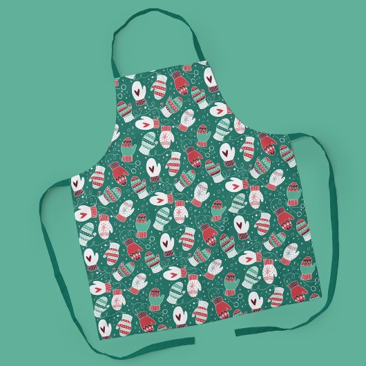 Tablier Cosy hiver Noël Mittens Motif en vert