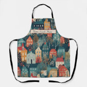 Tablier Cosy Hygge Village Nordic Folk Art, personnalisé (Recto)