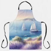 Tablier Côte méditerranéenne de la Lavande avec voiliers (Recto)