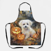 Tablier Coton De Tulear Halloween avec citrouilles effraya (Recto)