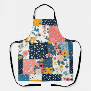 Tablier Cottagecore Floral Patchwork Rose Navy