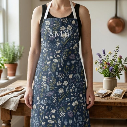 Tablier Cottagecore Wildflower – Personalized Monogram