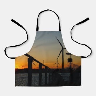 Tablier Coucher de soleil avec moulin à vent, relaxant.