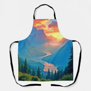 Tablier Coucher de soleil en montagne : Art de la paix de