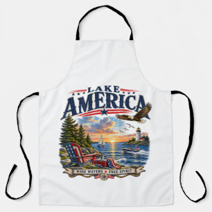 Tablier Coucher de soleil patriotique aigle du lac America