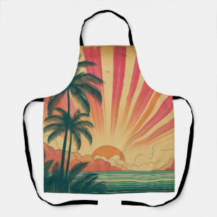 Tablier Coucher de soleil rétro/tropical vintage/hawaïen