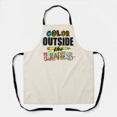 Tablier Couleur À L'Extérieur Des Lignes Adulte Apron (Recto)