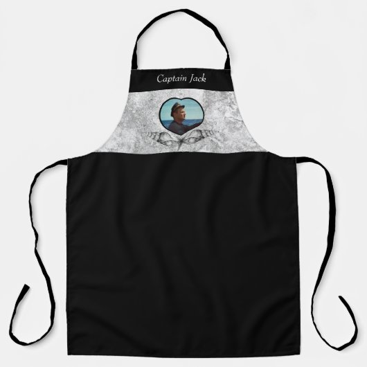 Tablier Couleur d'aquarelle à thème marin noir gris (Recto)