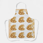 Tablier Couleur d'eau mignonne maman et bébé ours (Recto)