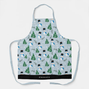 Tablier Couleur d'eau mignonne Motif neige hiver Nom perso