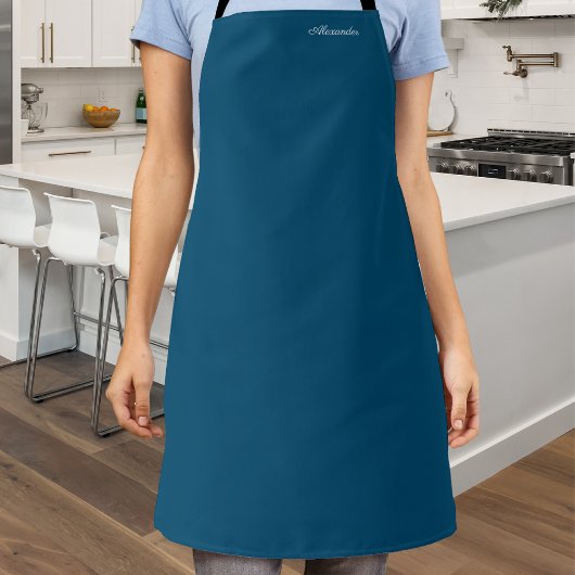 Tablier Couleur solide Turquoise bleu foncé modèle blanc S