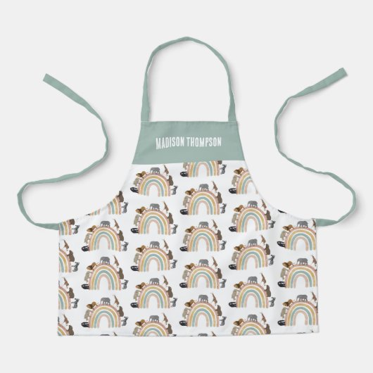 Tablier Couleurs de terre Arc-en-ciel Jungle Animaux Motif (Recto)