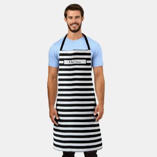 Tablier Couleurs DIY Horiz Stripe Noir Blanc