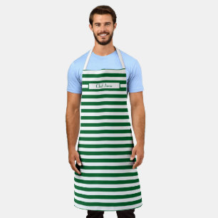 Tablier Couleurs DIY Horiz Stripe Vert Blanc