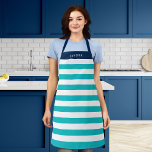 Tablier Couleurs modifiables avec bandes blanches Ajouter<br><div class="desc">Tablier personnalisé avec un motif à rayures blanches avec une couleur arrière - plan modifiable, cliquez sur le bouton personnaliser pour accéder. Pour modifier la couleur turquoise, sélectionnez la couleur arrière - plan et modifiez sa couleur. Pour modifier la couleur bleue, sélectionnez le calque rectangle et modifiez sa couleur de...</div>