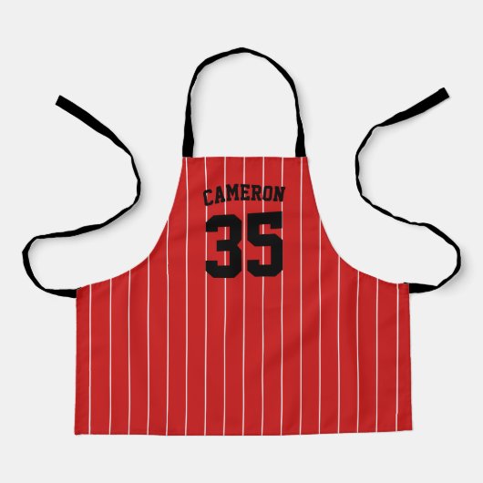 Tablier Couleurs modifiables Jeu de baseball Stripes Nom E (Recto)