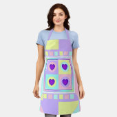Tablier Couleurs pastel & coeurs violets battre (Porté)