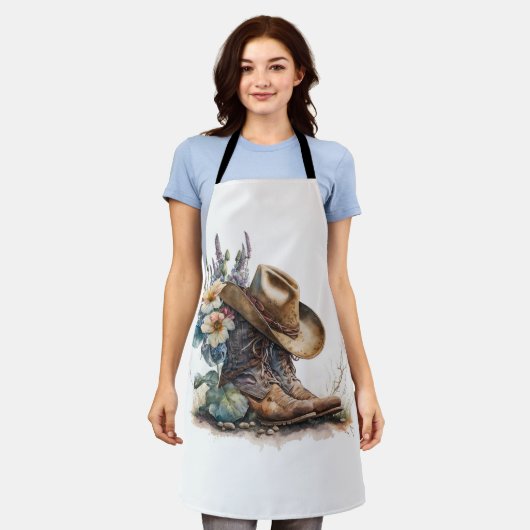Tablier Country Cowgirl Boots Flower Hat Texas (Porté)