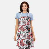 Tablier Country Kitchen Paisley Red and Black Western (Porté)