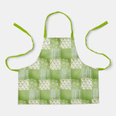 Tablier Coup d'oeil Rétro Vert Jaune Ecru Patchwork  (Recto)