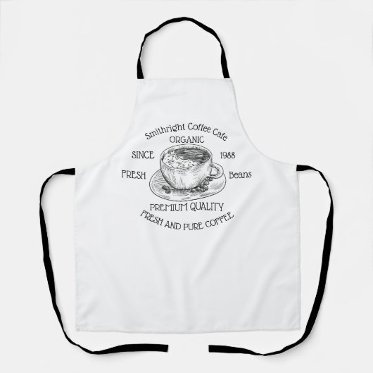 Tablier Coupe de café fraîchement rôtie blanche (Recto)